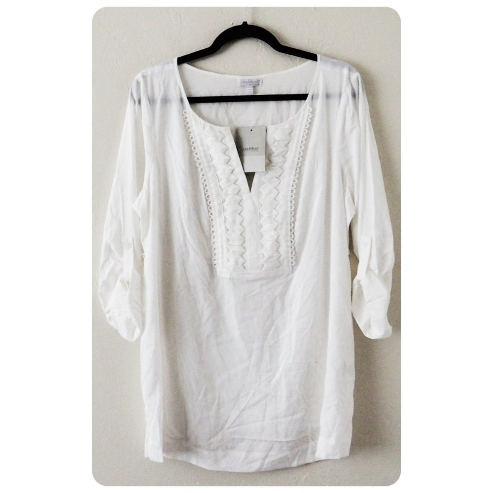 NWT A Pea In The Pod White Blouse sz L